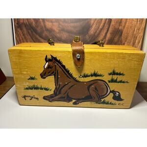 Vintage Enid Collins of Texas Box Bag Wood Purse Horse Young'un Original 60's
